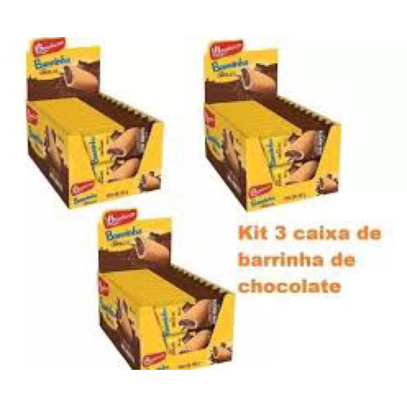 Barrinha Bauducco chocolate kit com 3