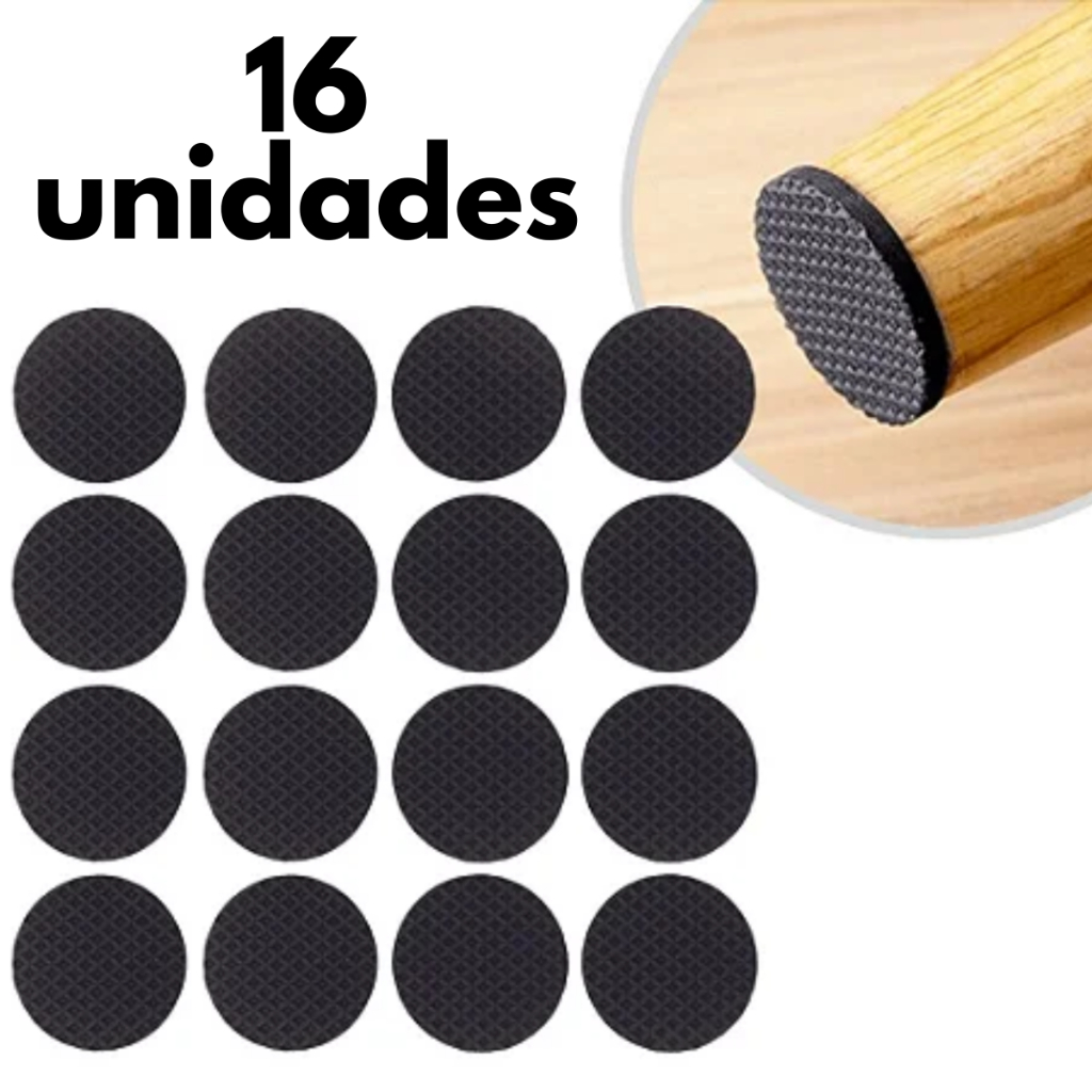 Protetor de Móveis EVA 16un Anti Riscos para Cadeiras e Mesas 2,5cm Redondo