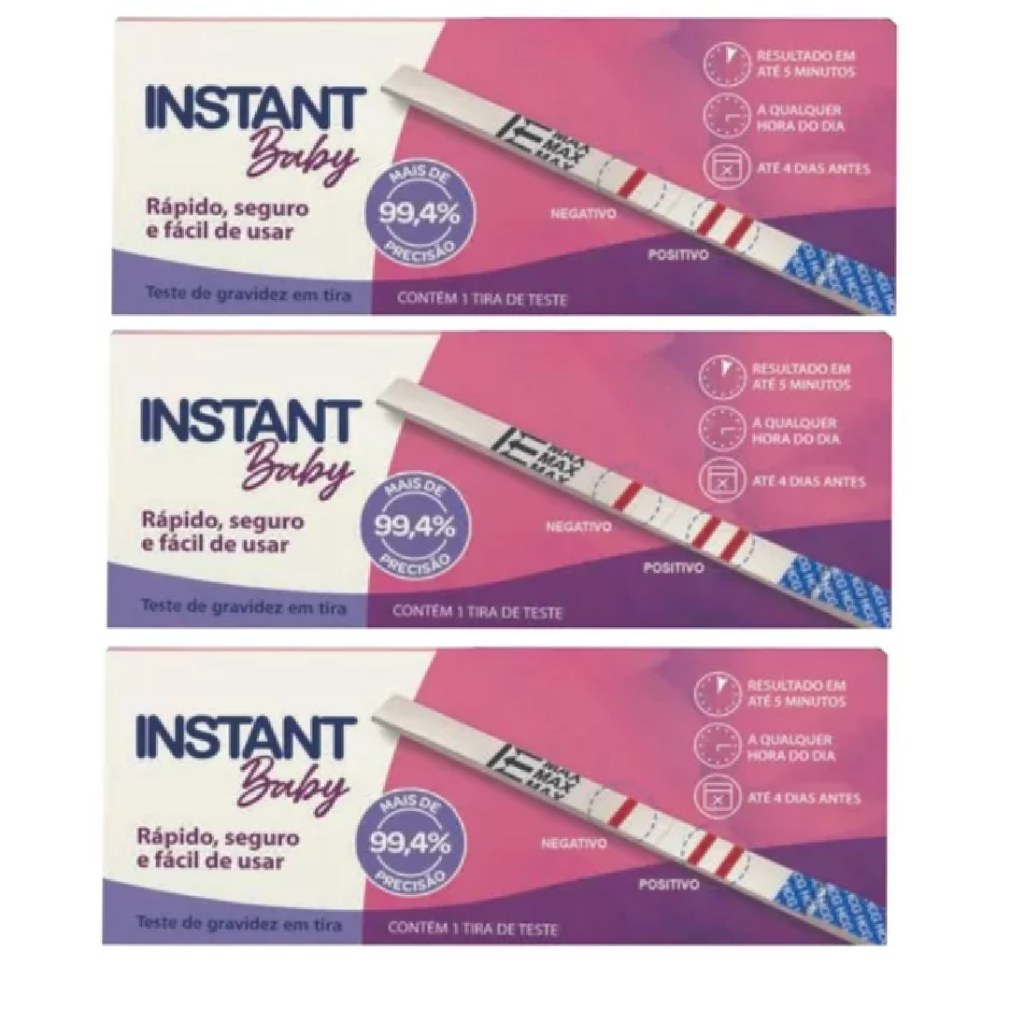 Kit com 3 Teste De Gravidez Instant Baby Tira Prevent Pharma