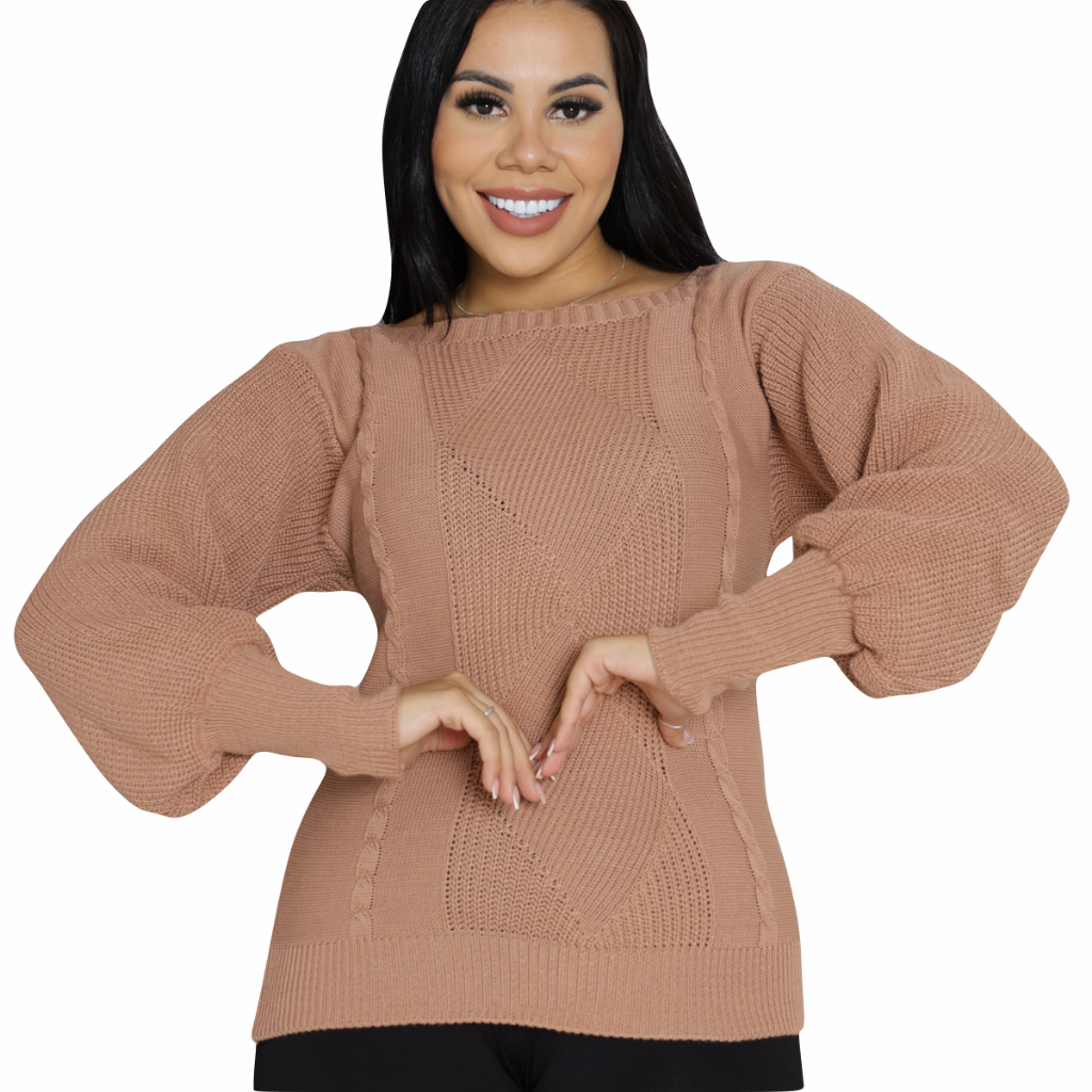 Casaco Tricô Blusa Suéter Inverno Quentinho Feminino Lindo