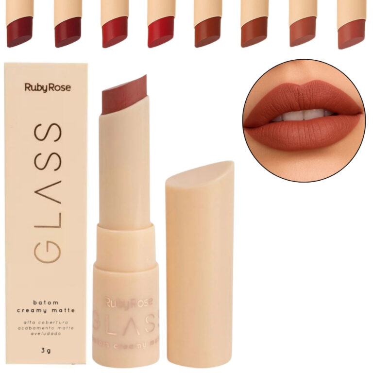 Batom Bala Bastão Creamy Matte Glass Ruby Rose Av