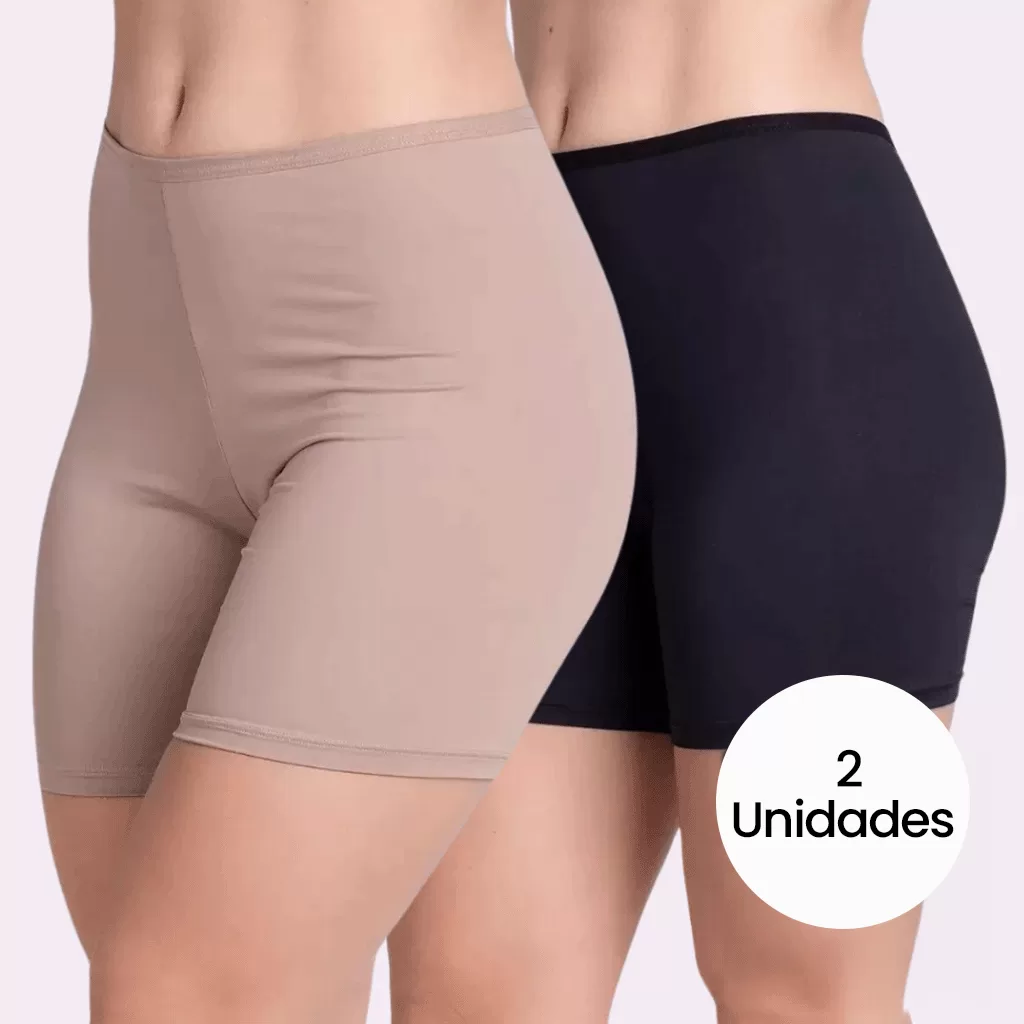 Kit 2 Short Anágua Meia Perna Liso Conforto Segunda Pele Feminino