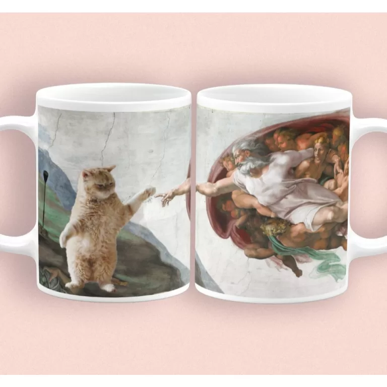 CANECA GATO A CRIAÇÃO DE ADÃO CAPELA SISTINA AR