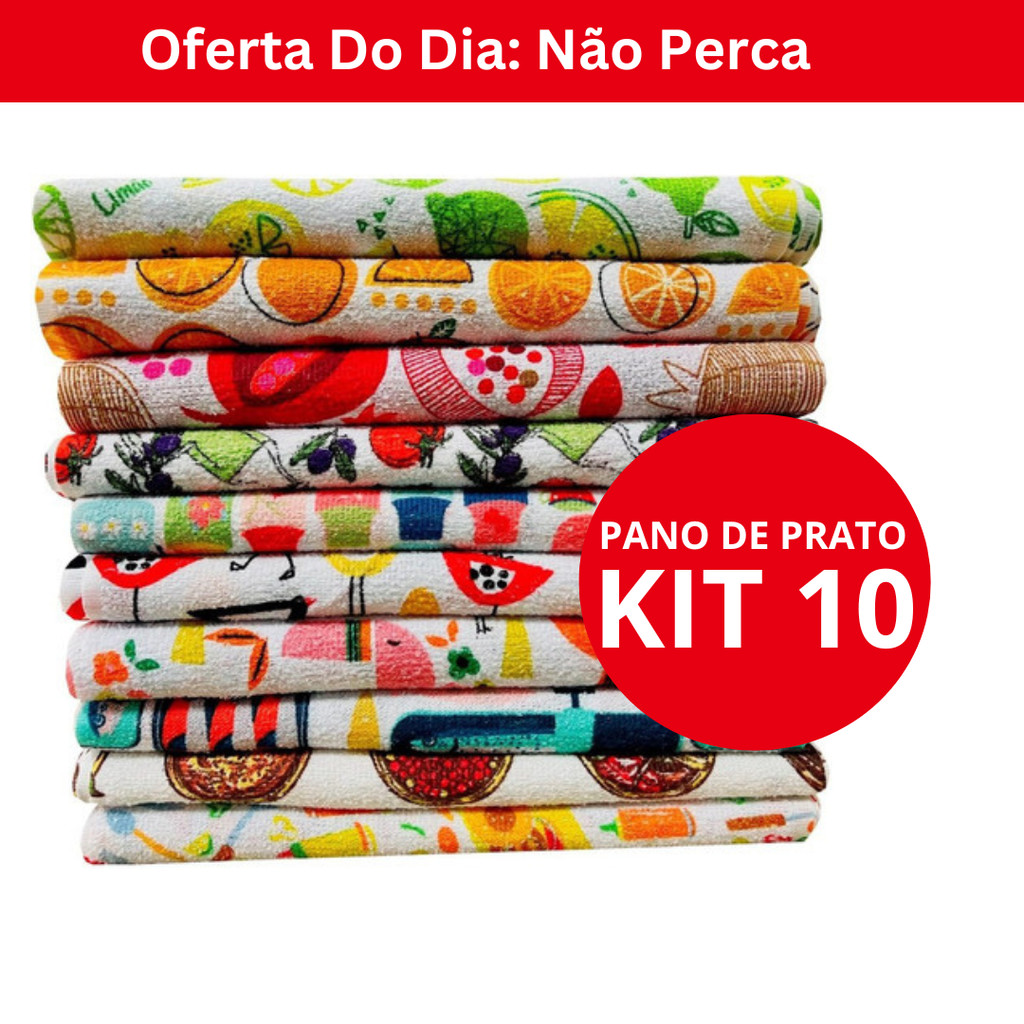 Pano De Copa Atoalhado Felpudo  Com 10 Pecas