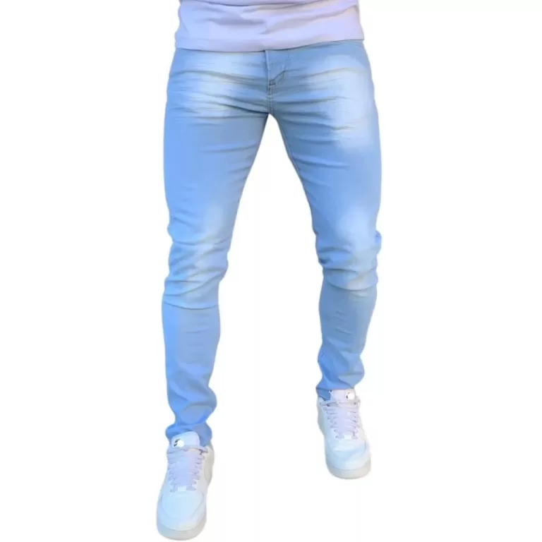Calça Jeans Super Skinny Masculina Lycra Azul Lin