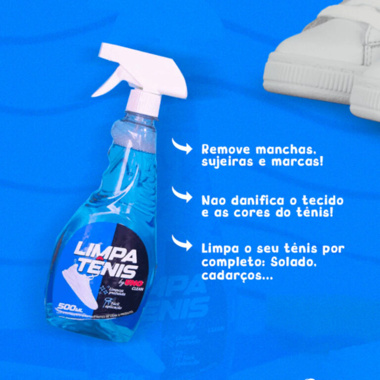 Limpa Tênis Spray Premium 500ml Branco e Colorido