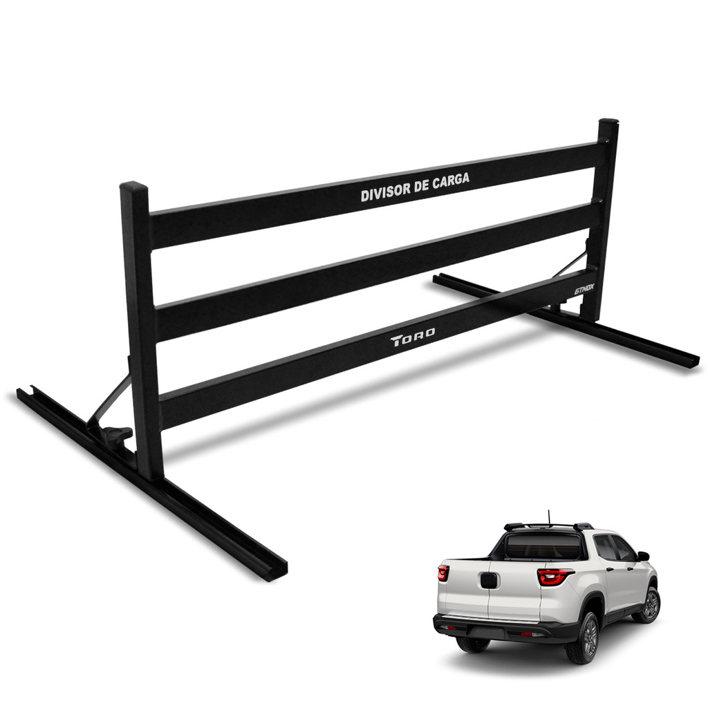 Divisor de Cargas Caçamba Fiat Toro 2016 a 2025 Aço Preto Reforçado
