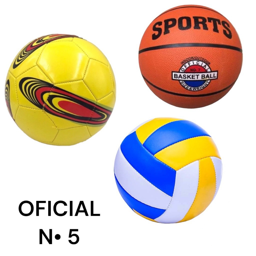 Kit Bola de Futebol + Bola de Vôlei + Bola de basquete Praia/Quadra Campo Society Futsal