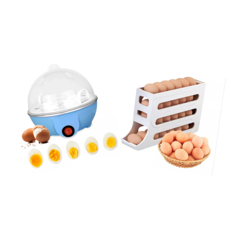 Kit Porta Ovos Organizador + Cozedor de Ovos Elét