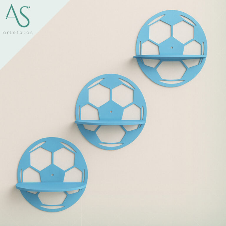 Trio de Pratileiras Modelo Bola de Futebol Em MDF 