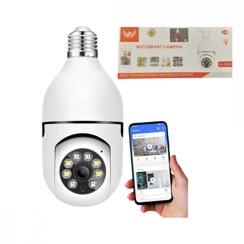 Câmera IP 360° Lâmpada Wi-Fi com Visão Noturna