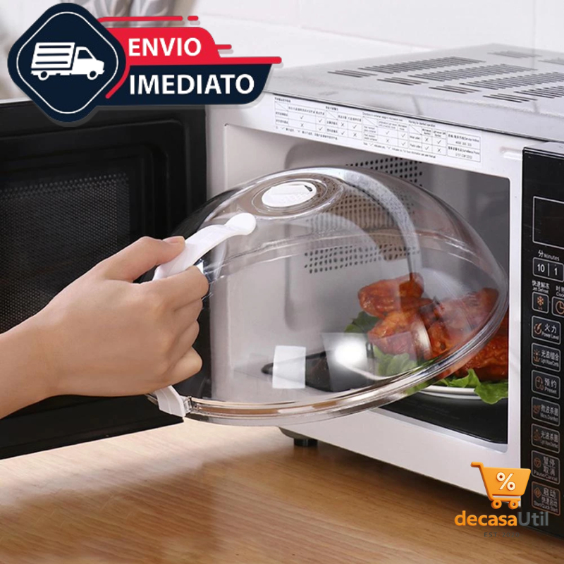 Tampa Prato Microondas Transparente Protetor Alimentos Comidas Multifuncional Plástico Alça Protege