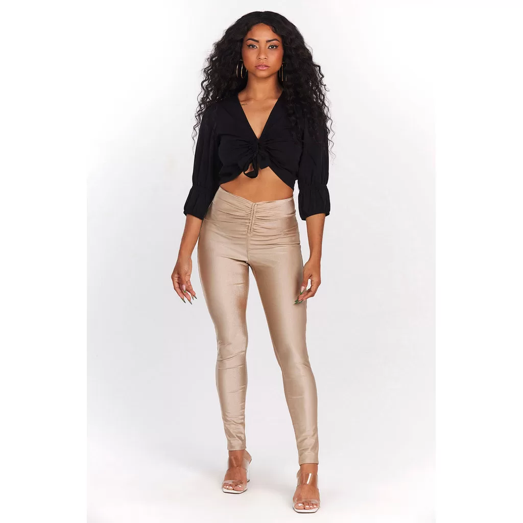 Calça Feminina Up Glam Amarração Planet Girls Bege Médio