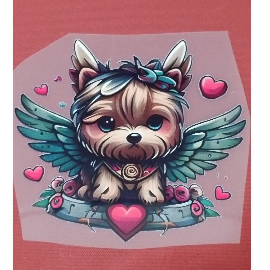 Estampa DTF digital alta resolução cachorrinho anjo morreu podemos incluir o nome do seu cachorrinho