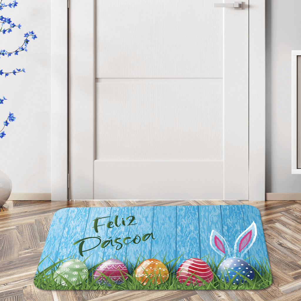 PÁSCOA: TAPETE DE ENTRADA ANTIDERRAPANTE 60X34cm EMBORRACHADO 01