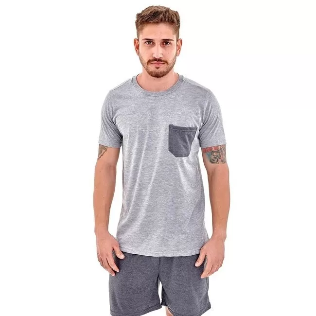 Pijama Masculino Adulto Camiseta Curta com Shorts 