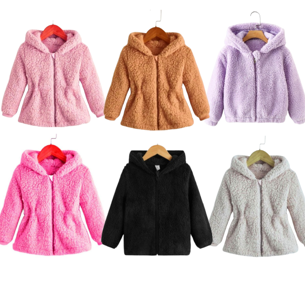 Blusa de frio Menina Infantil Pelinho com Capuz feminina Touca Tedy Casaco Teddy Ted Jaqueta Infanti