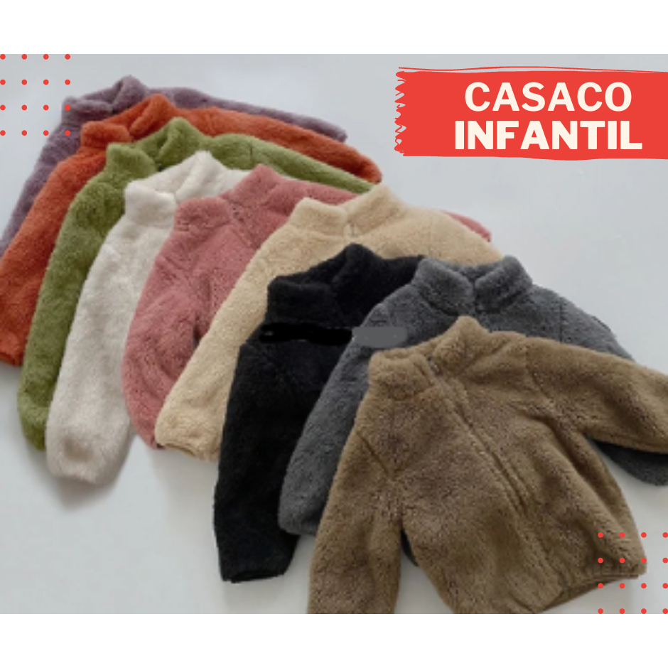 Casaco Infantil Peluciado Tipo Teddy Sem Capuz