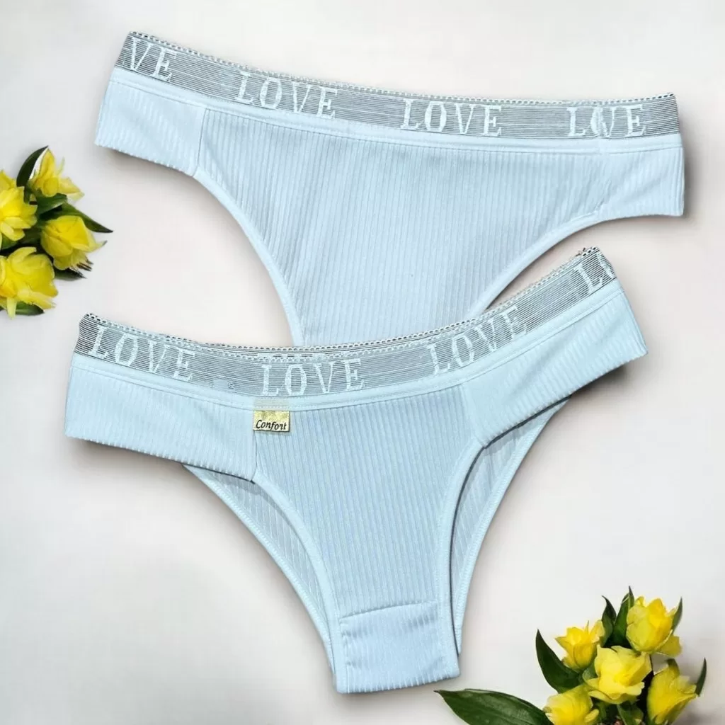 Kit 1 à 3 Calcinha Básica Canelada Com Pala Tanga Lingerie Confortável Respirável Barata Dia a Dia