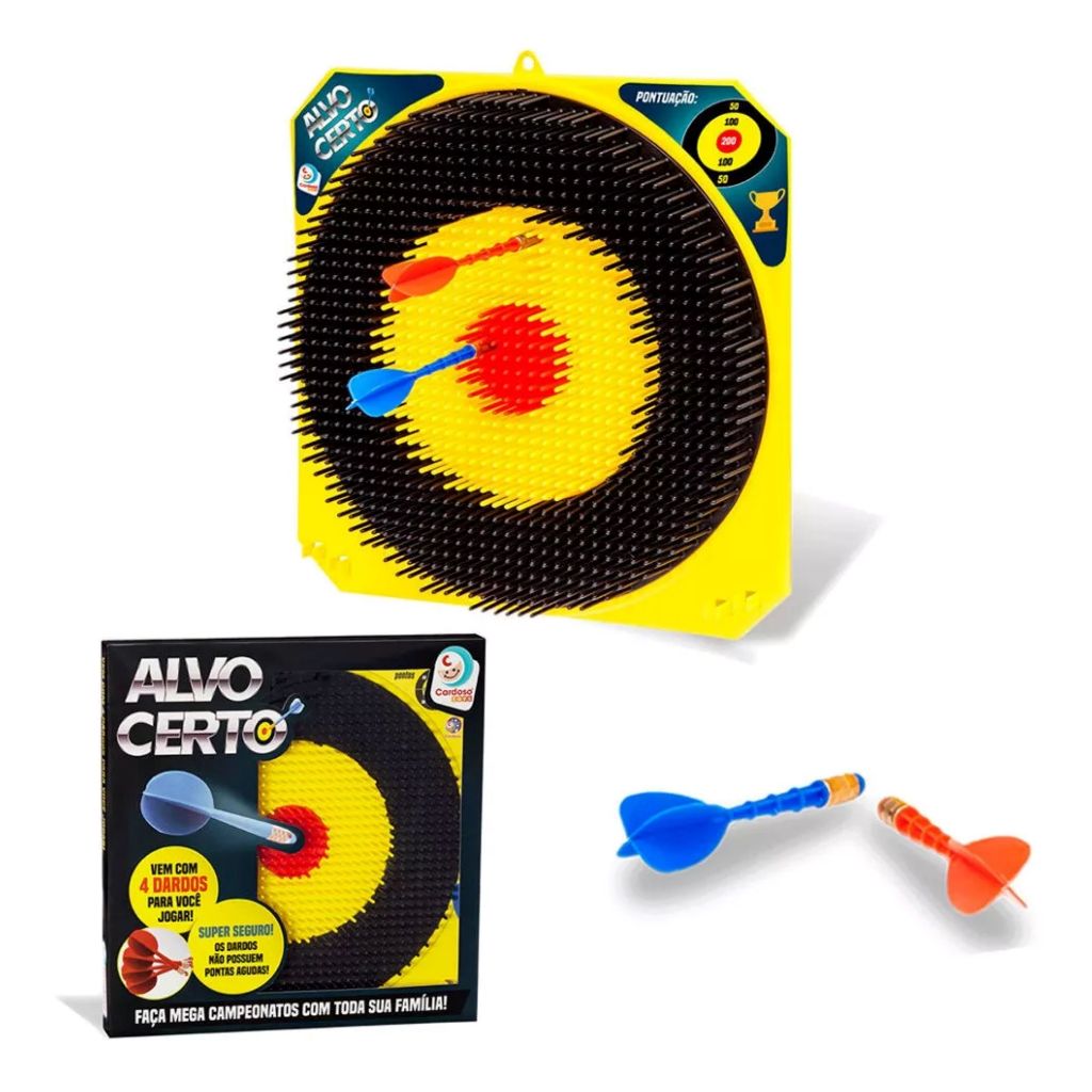 Jogo De Dardos Infantil Alvo Certo – 4 Dardos – Sem Ponta – Super Seguro