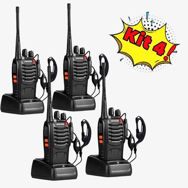 kit 4 rádios comunicador Alcance 10 Km 16 Canais BF 777S Profissional recarregável rádio segurança