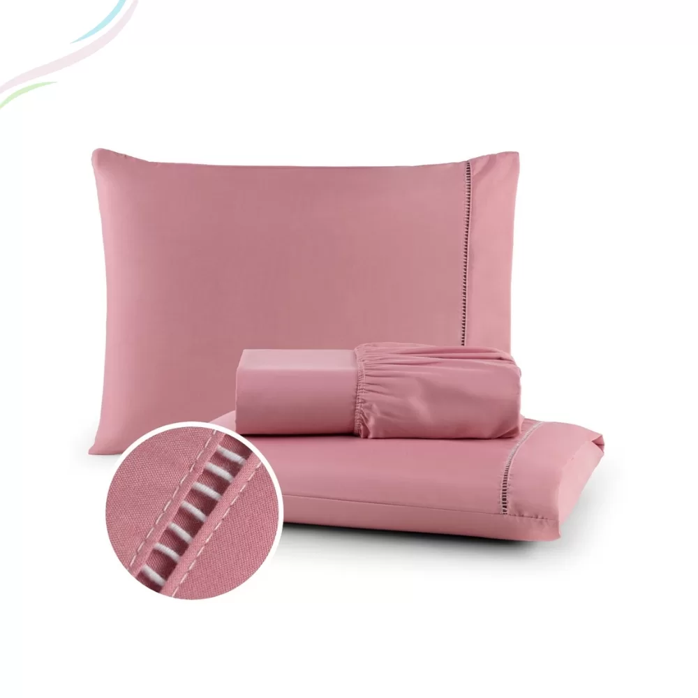 Jogo de Lençol 400 Fios Cama Casal Solteiro Queen King Kit 03 Peças Micropercal Hotel Ponto Palito