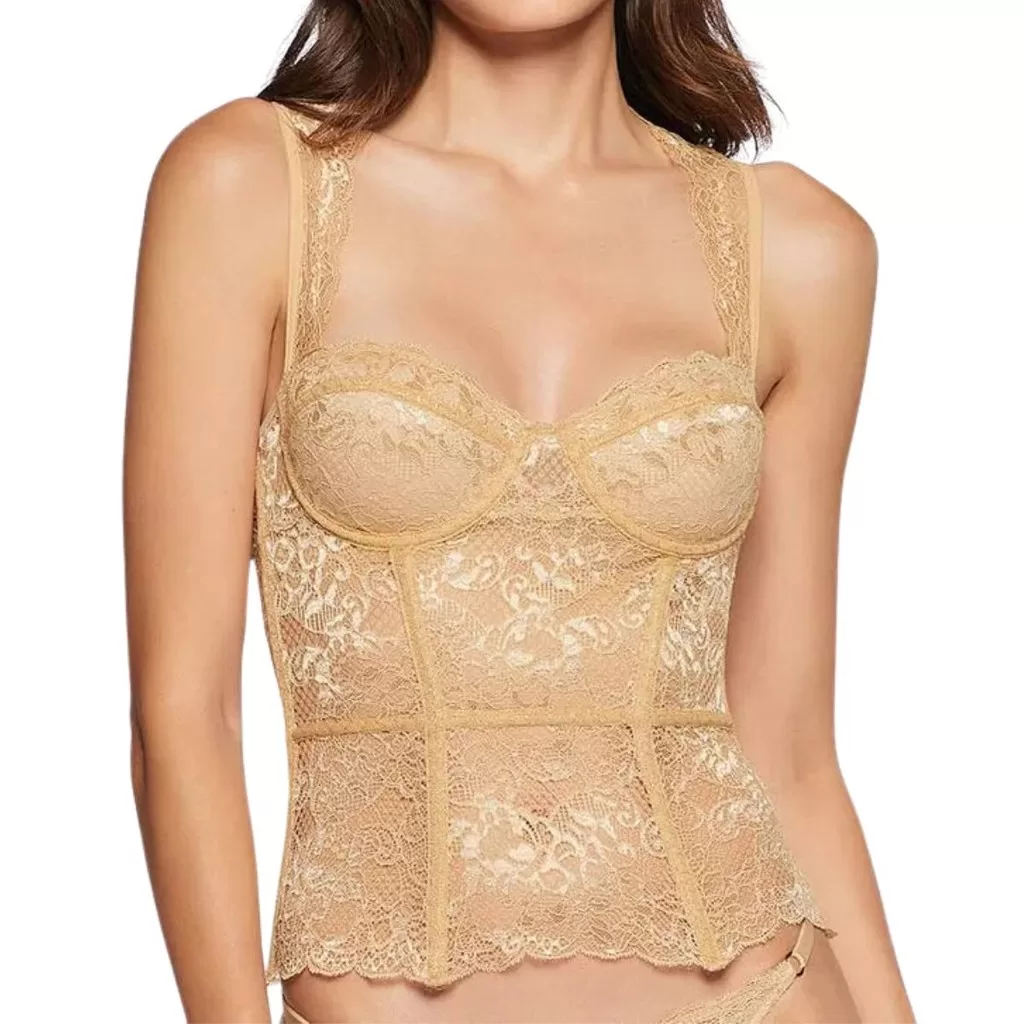 Corselet Feminino Valisere Glam Com Aro Rendado Microfibra Fecho nas Costas
