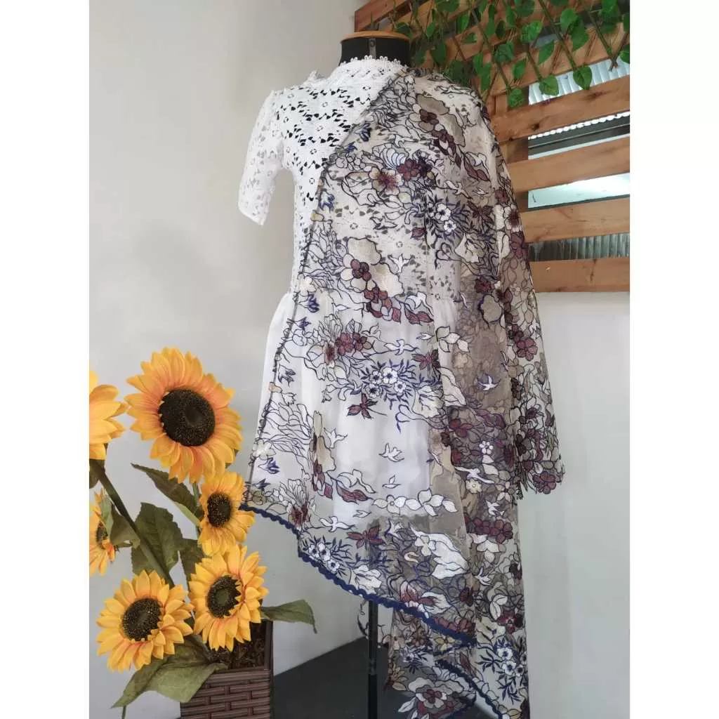 conjunto pano de cabeça+ pano de costa florido