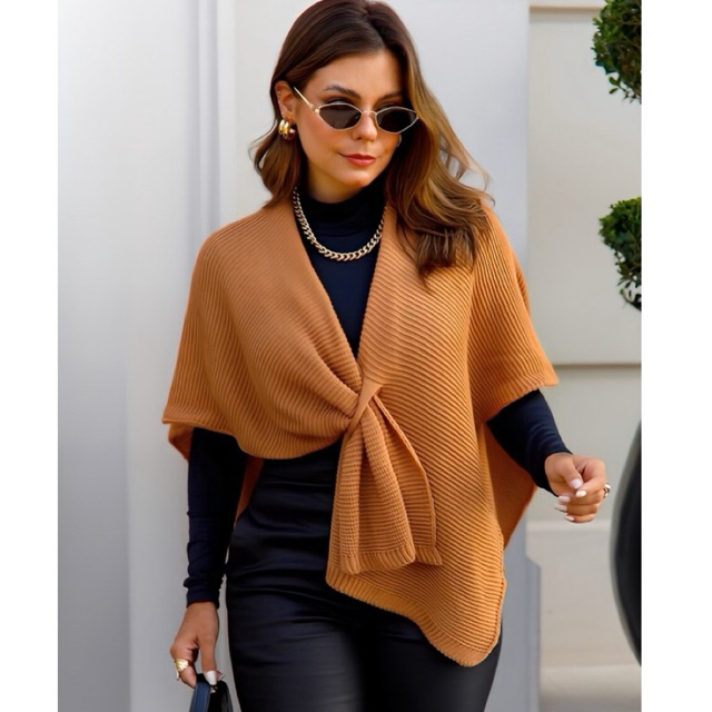 Capa Tricot Colete Poncho Kimono Feminino estiloso