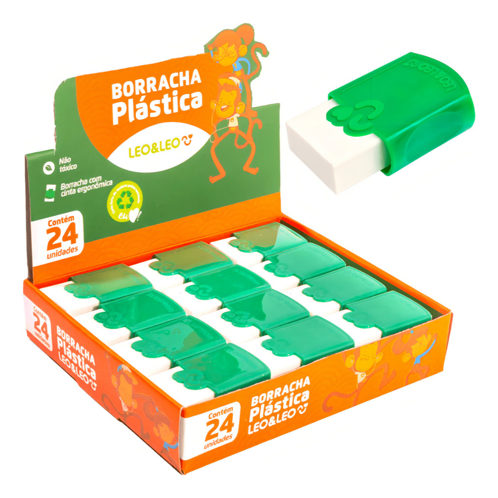 Kit Borracha Plástica Branca Com Capinha LeoEleo com 6/12/24 Unidades