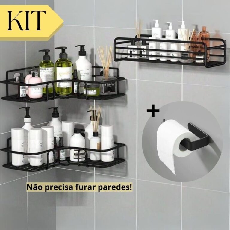 Kit 4 Suporte De Banheiro Metal Adesivo Organizado
