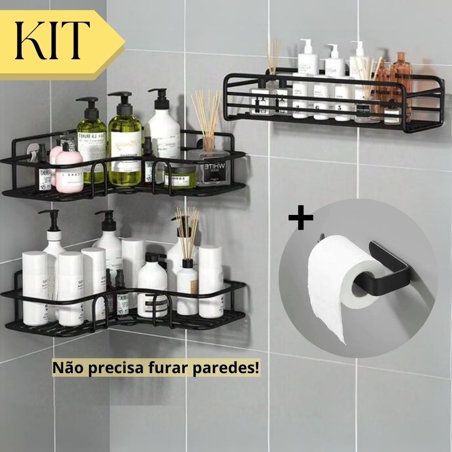 1/2/4 Prateleiras Suportes De Banheiro Metal Adesivo Organizador De Parede Sabonete Shampoo Condicio