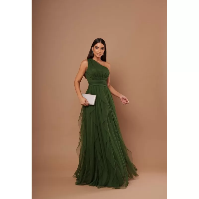 vestido de festa longo madrinha formatura casamento convidada debutante elegante verde oliva