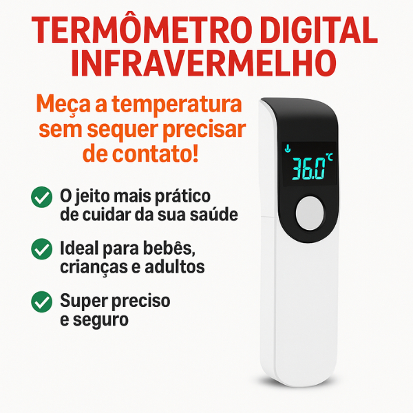 Termômetro Infravermelho Digital Sem Contato Port