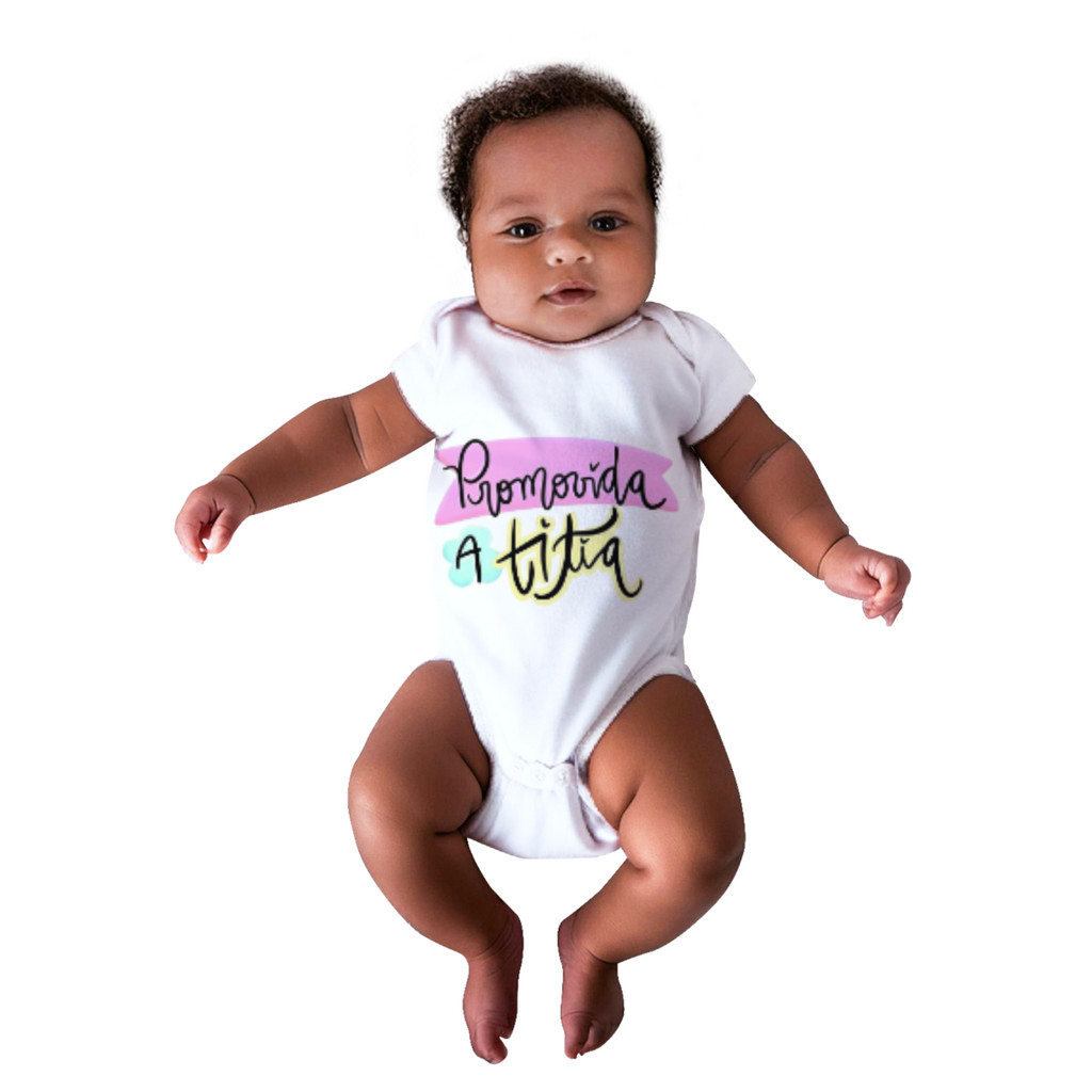 Body Bebê Personalizado Promovida a Titia Mesversario Chá de Bebê Sua Arte Sua Estampa