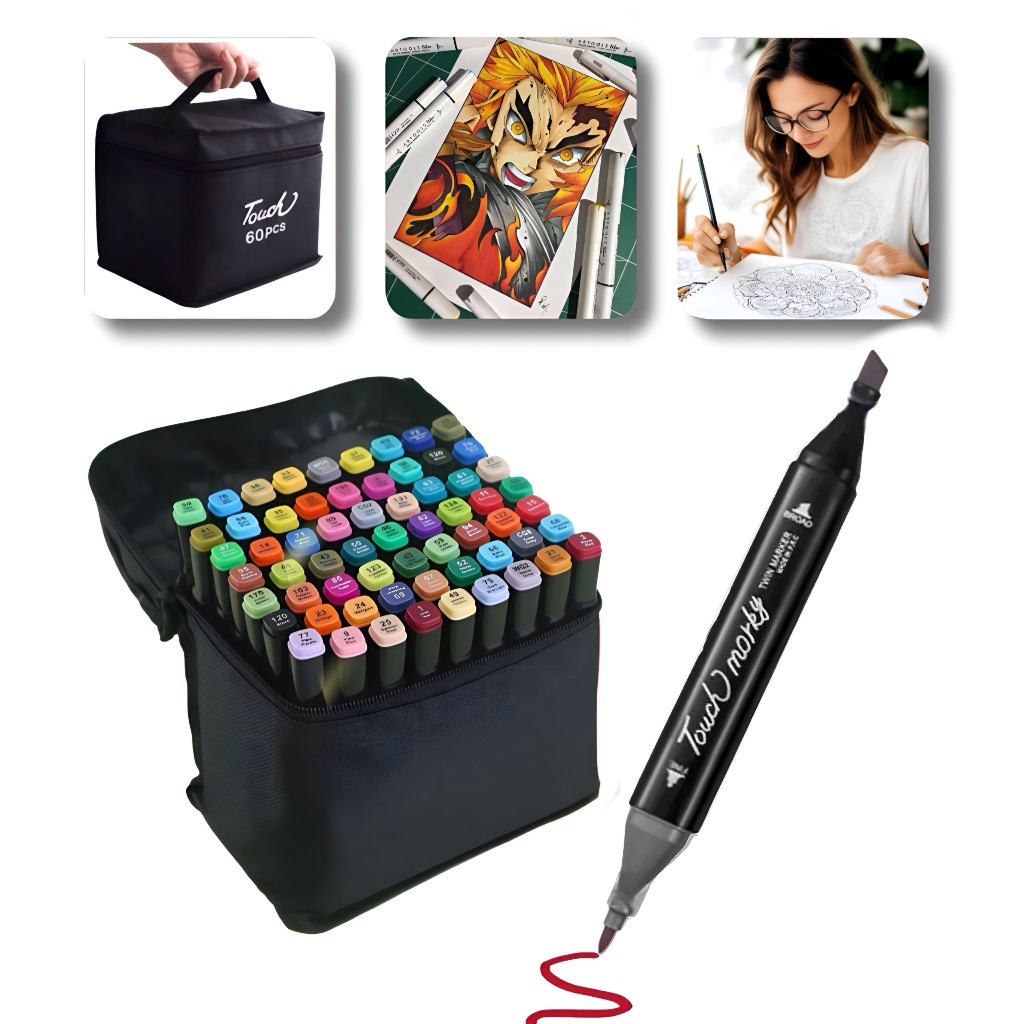 Conjunto Canetinha Marcador Permanente Touch 80 Cores Ponta Dupla Tik Tok Para Desenhos Artísticos P