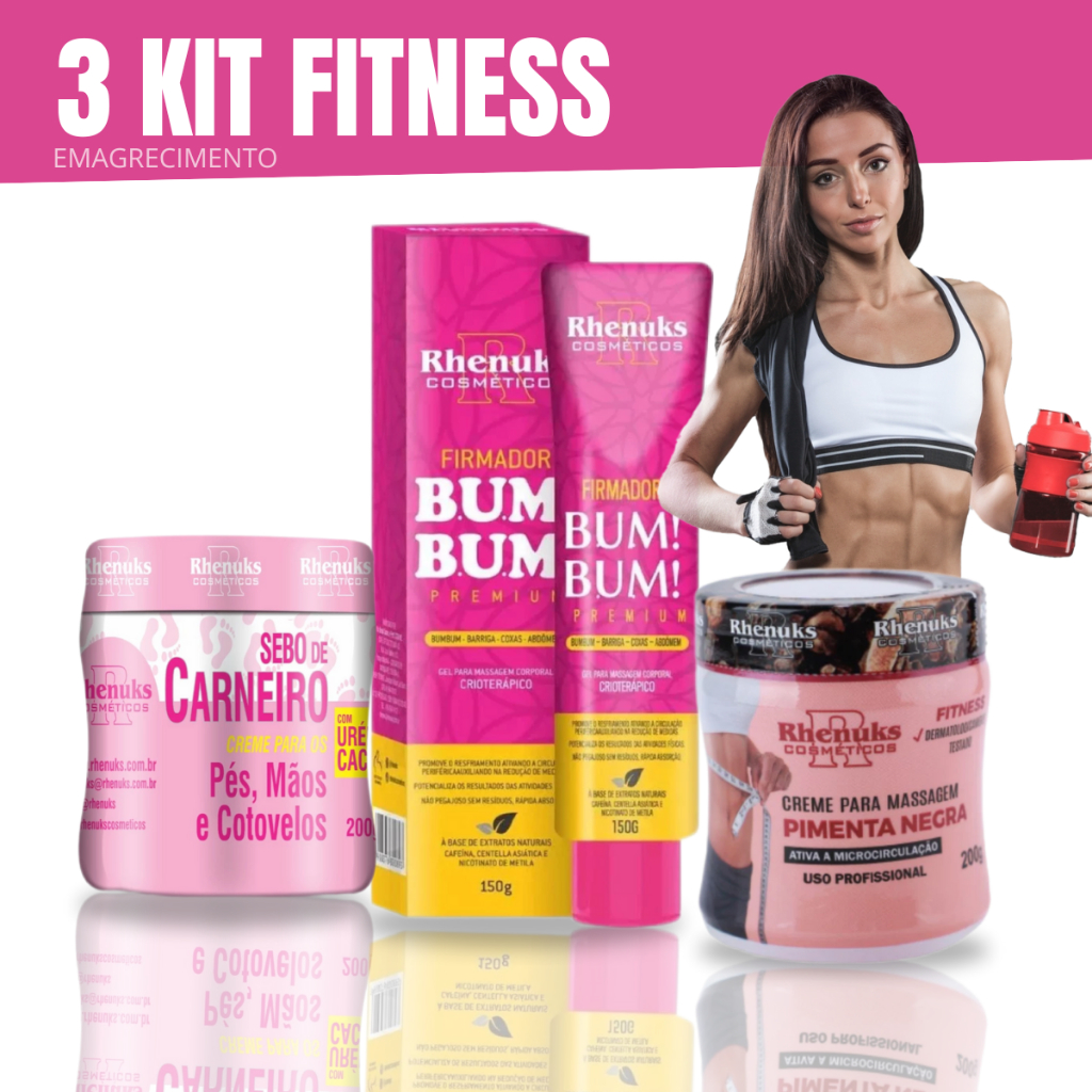 Creme Fitness Firmado de Bum Bum +  Pimenta Negra Redutor de Medidas Feminino