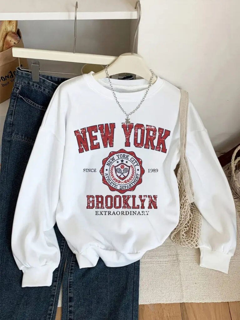 Moletom Feminino Branco Estiloso Blusa de Frio Casaco Grosso Sem Capuz Flanelado Envio 24h