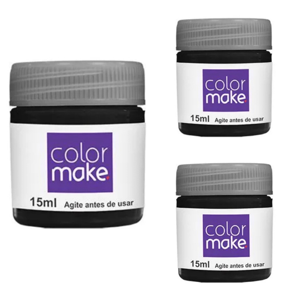 Kit Tinta Liquida Facial Colormake 15ml C/ 3 (pretos)