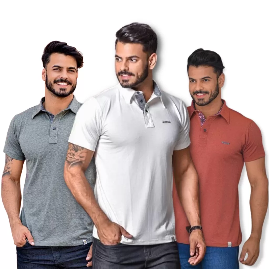 Camisa Gola Polo Masculina Camiseta Justa Moda Casual Homem