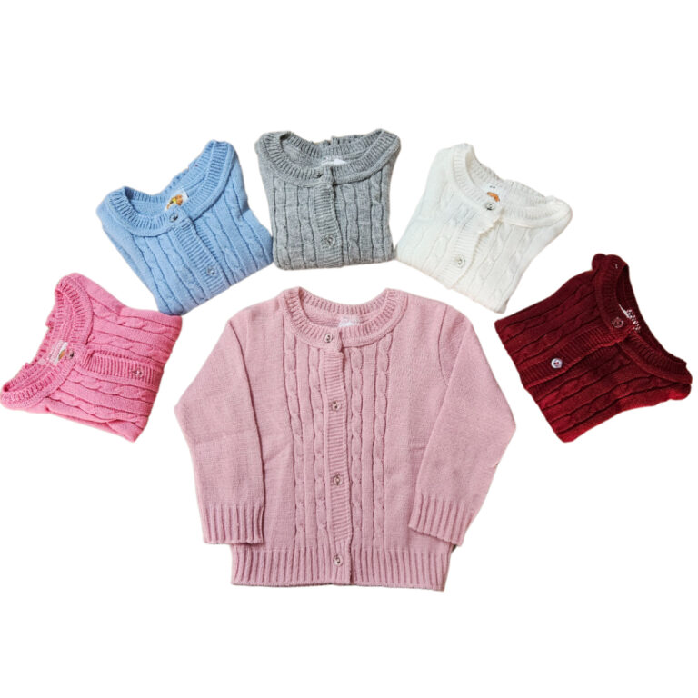 Casaquinho tricot com tranças menino e menina beb