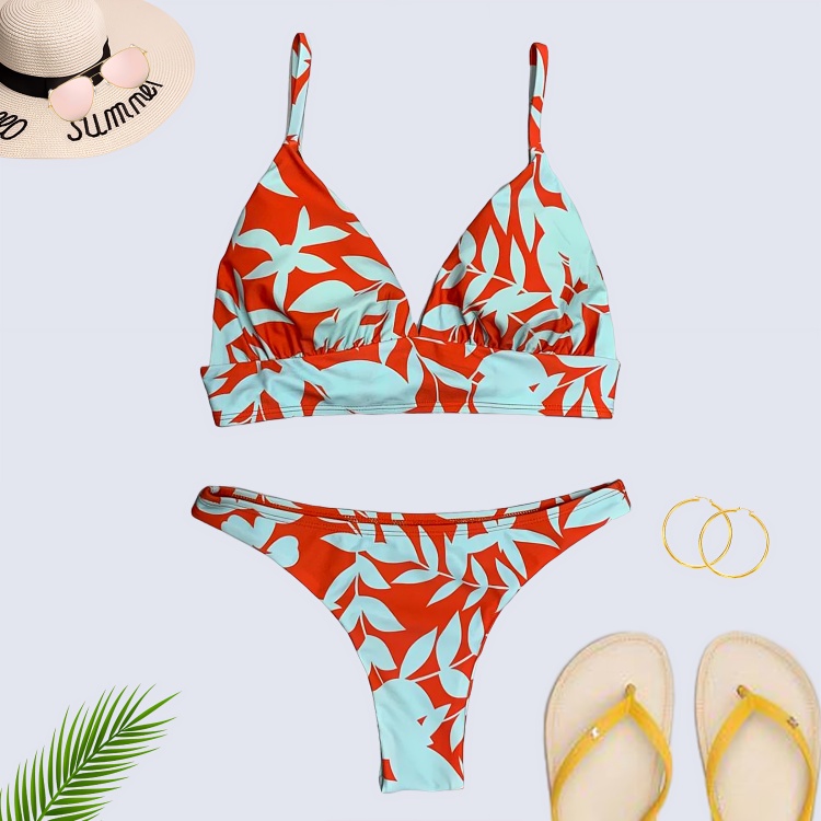 Conjunto 2 Peças De Biquíni Top Cropped Floral C