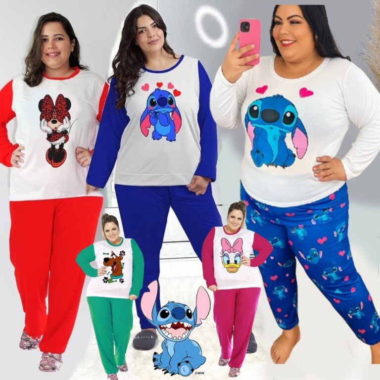 Pijama Feminino PLUS SIZE Barato Blusa Longa e Cal