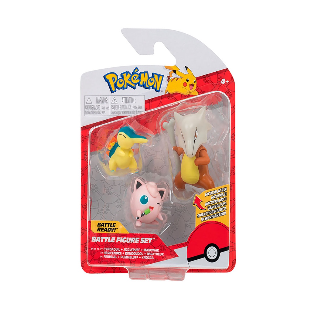 3 Bonecos Pokémon – Cyndaquil, Jigglypuff e Marowak – Sunny