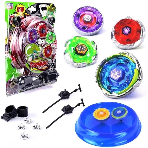 Kit 4 Beyblade Metal Led + Lançador + Arena Promo