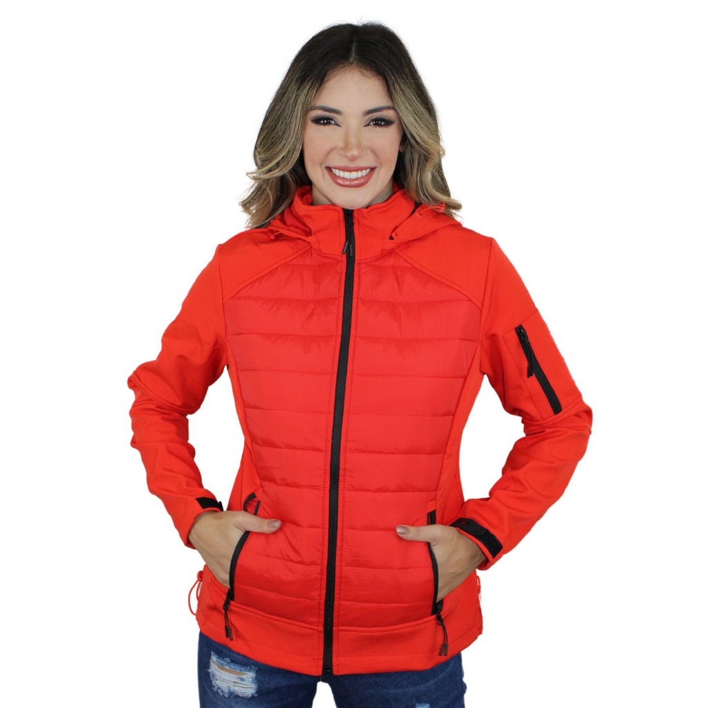 Jaqueta Corta Vento Feminina Flanelada com Capuz Removivel