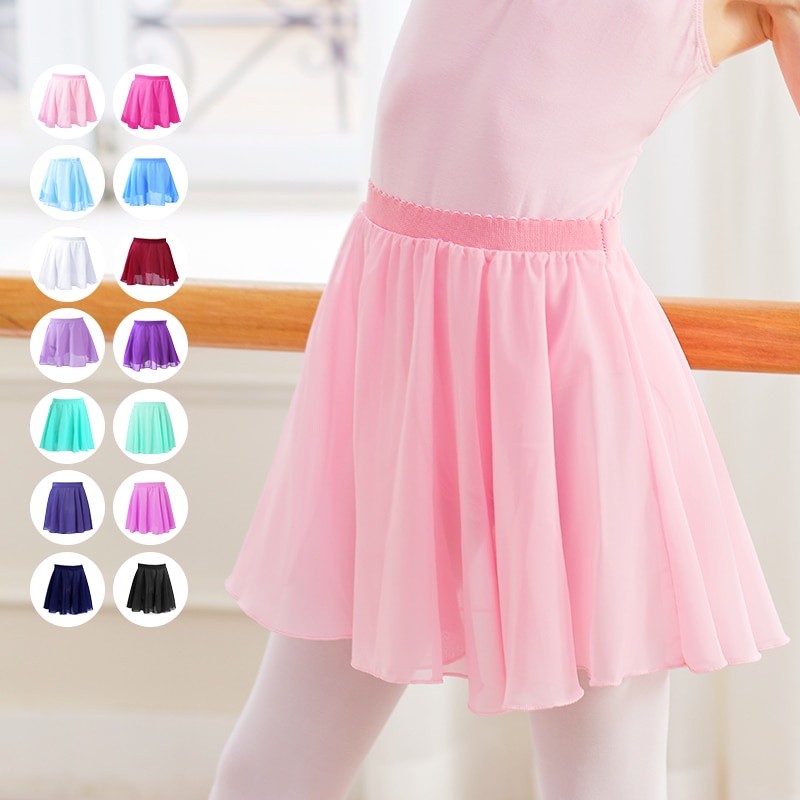 Saia De Dança Para Meninas Kids Ballet Chiffon Sheer Tutu Pink Gymnastics Leotard