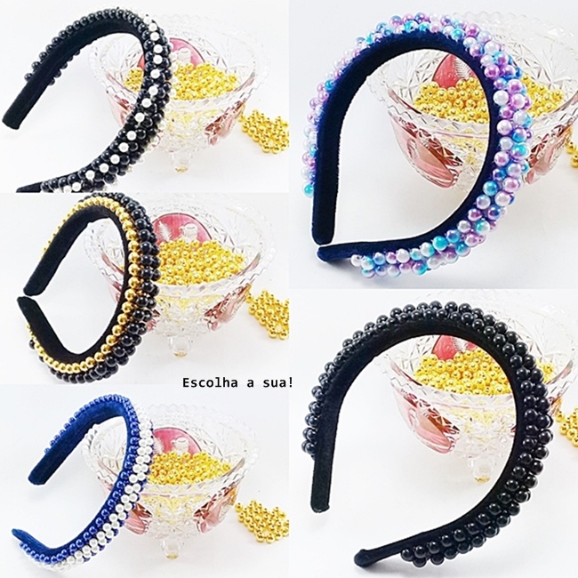TIARA de PEROLAS LUXO DECORADA ARTESANAL  – 