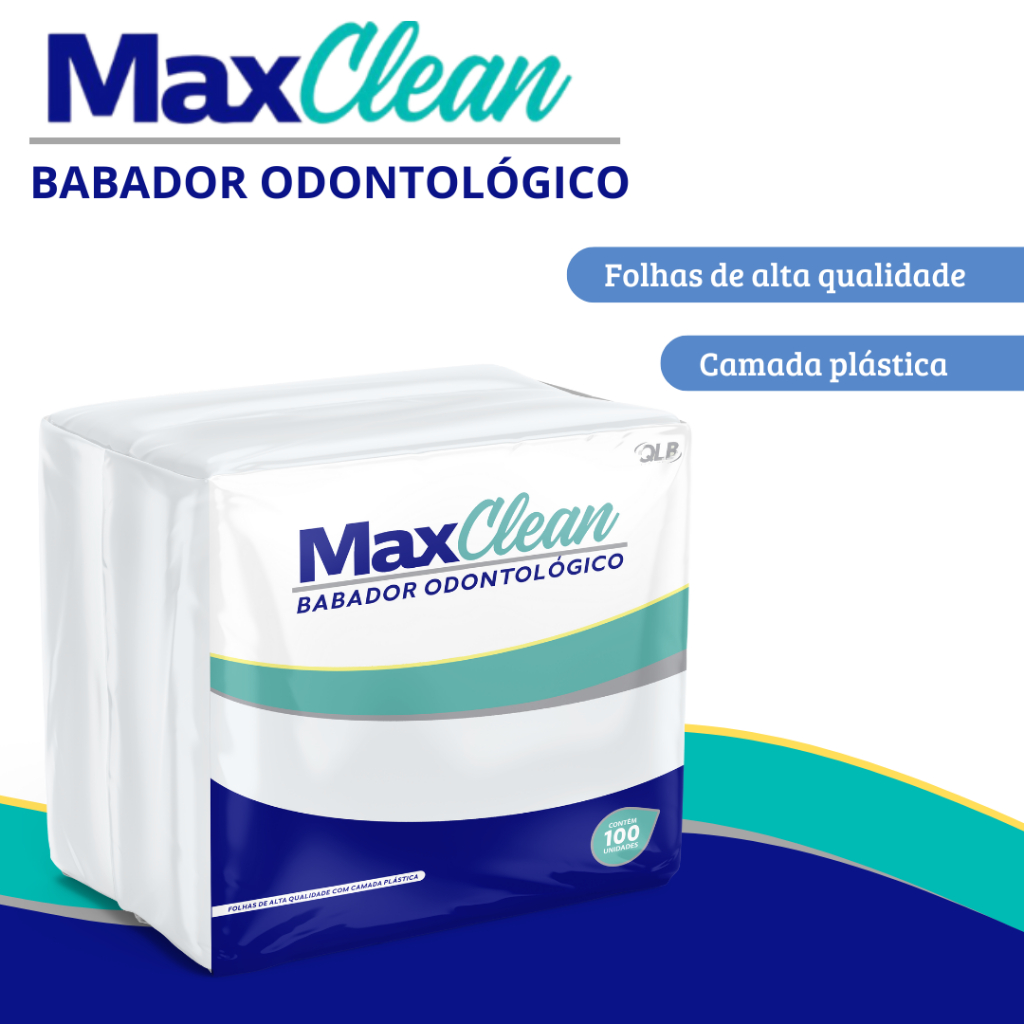 Babador Odontológico Descartável MaxClean  Impermeável com 100 Unidades