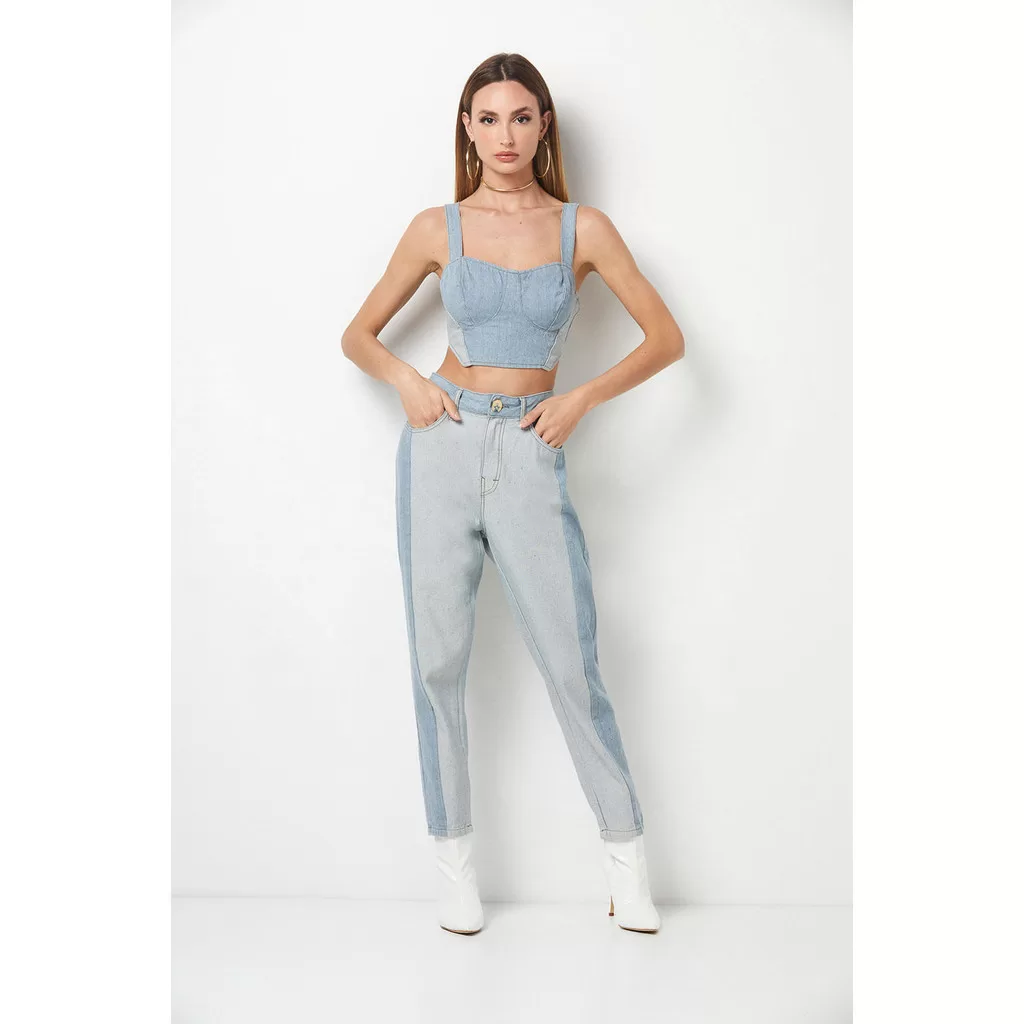 Calça Jeans Feminina Premium Mom Planet Girls Jeans Claro